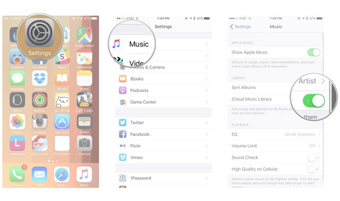 music from iPhone to iCloud