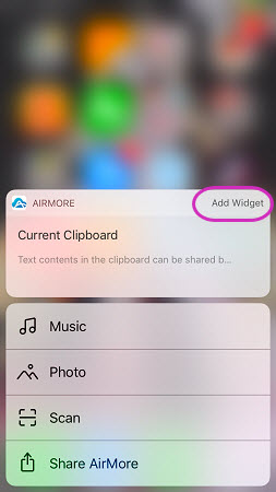 add Airmore widget