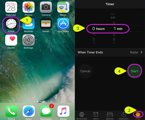 set iPhone timer