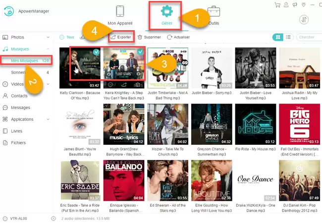 exporter musique vers pc apowermanager 