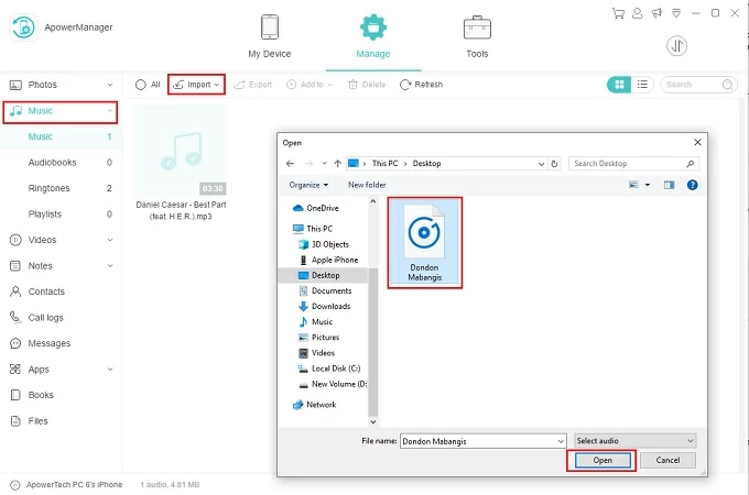 transfer music to iPhone using ApowerManager