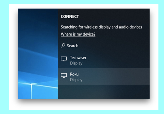 Select Roku to connect your PC