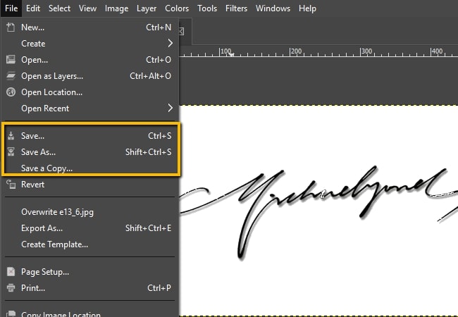 remove signature from background with gimp