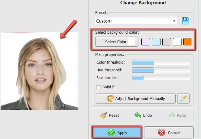 passport photo background color editor change background color