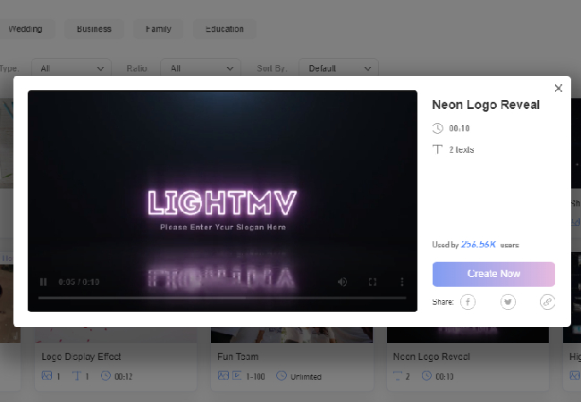 YouTube intro maker online lightmv intro video template