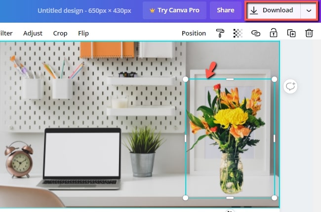 add objects into pictures with canva