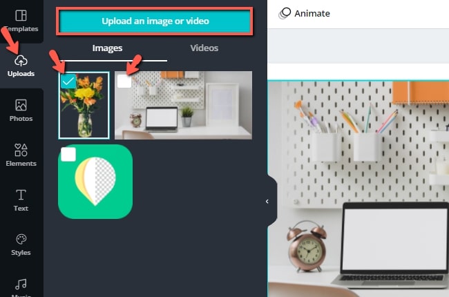 add objects into pictures with canva