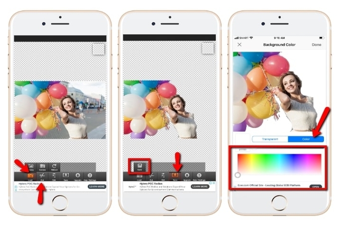 changer le fond de la photo en blanc sur iOS
