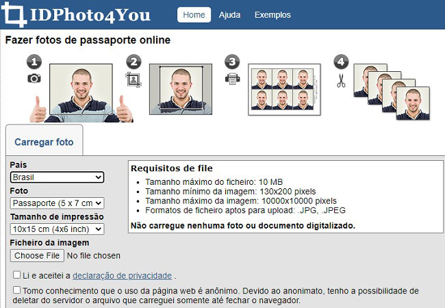 idphoto4you fabricante de fotos de passaporte online