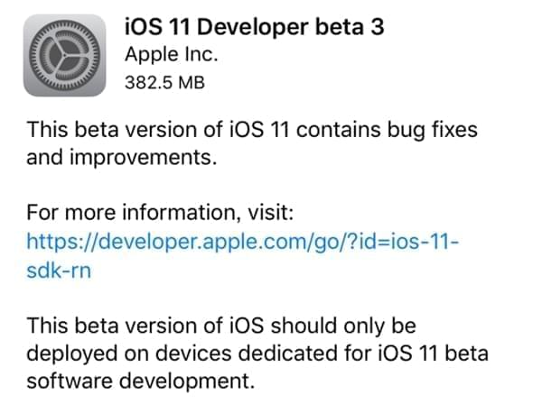iOS11 beta 3インストール