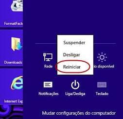 reiniciar computador no Windows 8