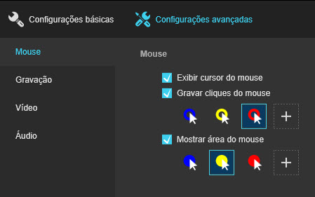 Configurações do mouse