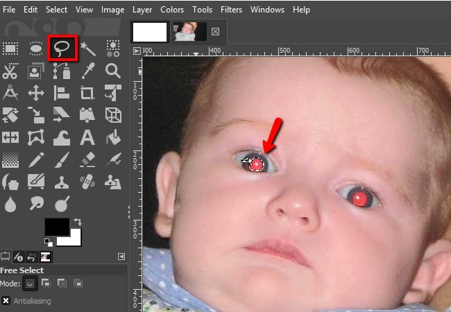 como remover olhos vermelhos com gimp