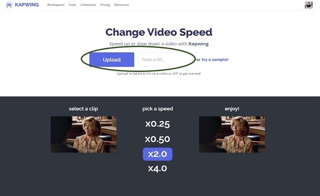 alterar velocidade de vídeo online