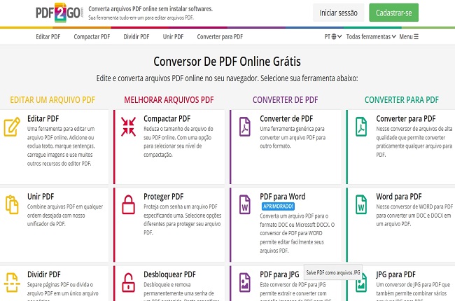 PDF2GO Interface