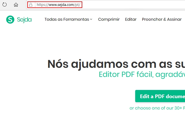 Página Web Sejda PDF Editor