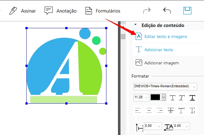 Botão Adicionar Texto ou Imagem