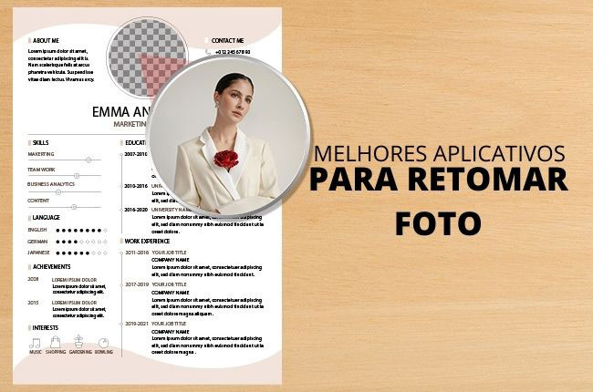 aplicativo de foto de currículo em destaque