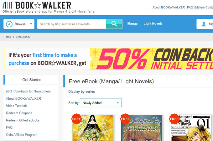 book walker mangá online