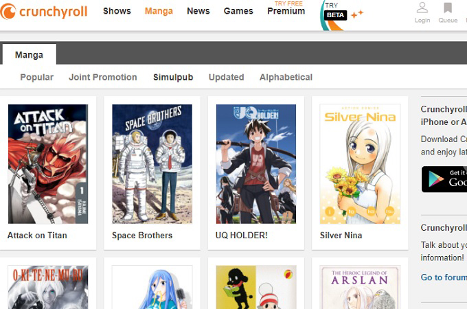 Crunchyroll - Assiste a anime populares e lê mangas online