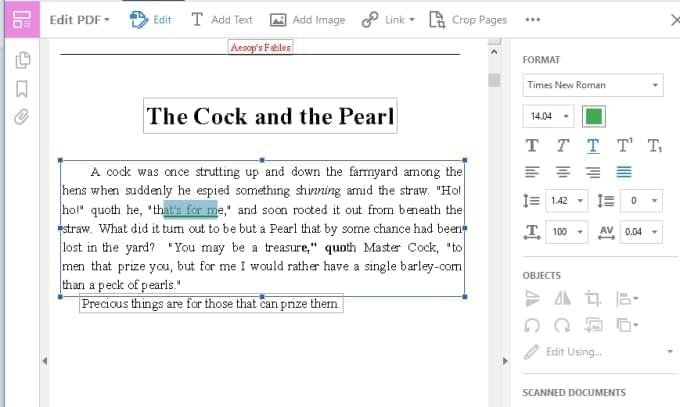 changing text in pdf