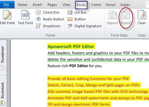 export non ocr pdf to excel