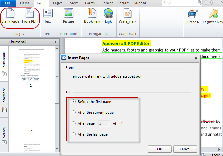 how to add page into pdf file