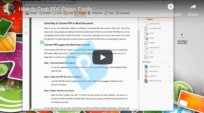Video for Cropping PDF