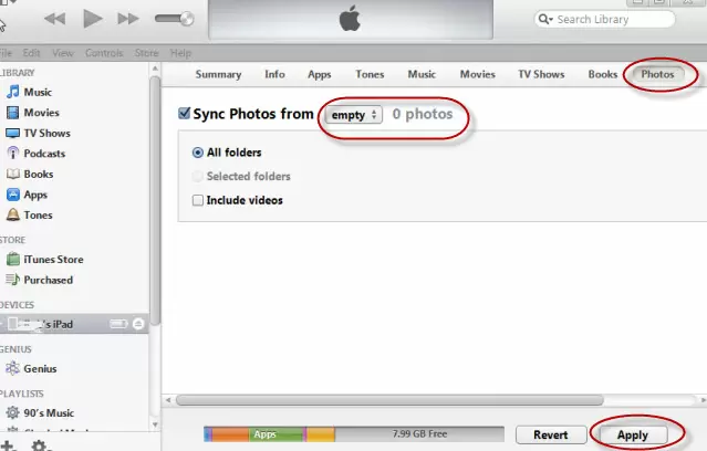 screenshot of deleting photos from photo library