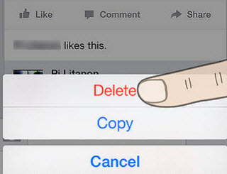 how to delete comment on facebook iphone