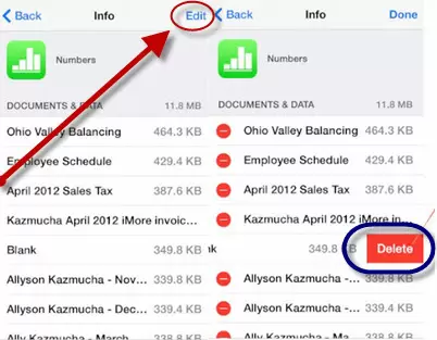 delete iCloud files using iDevice