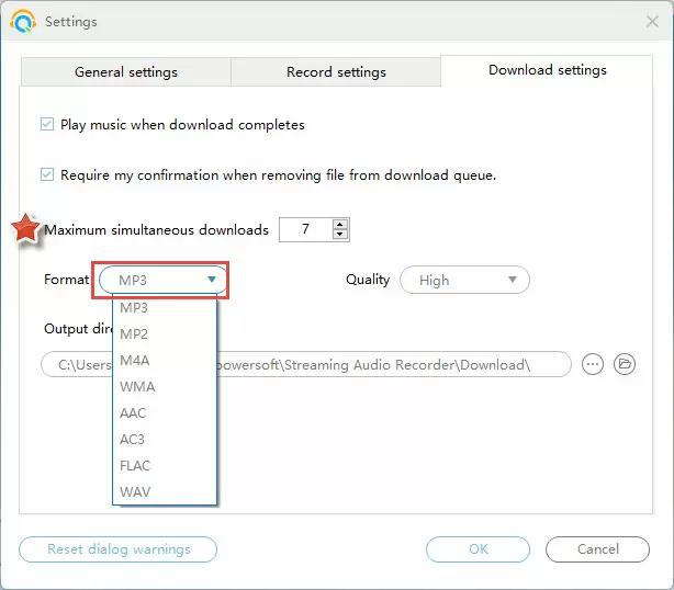 make settings on lg music downloader