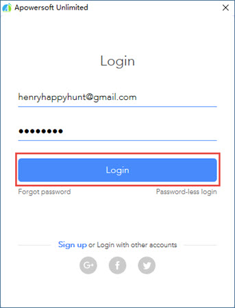 Log in Apowersoft