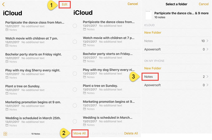 Move iCloud notes to iPhone