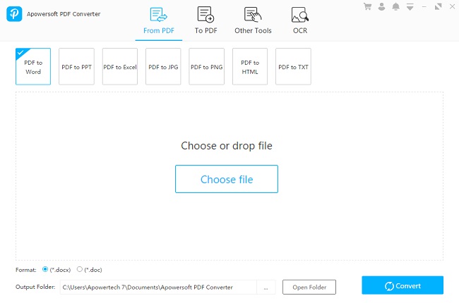 Apowersoft PDF Converter From PDF Button