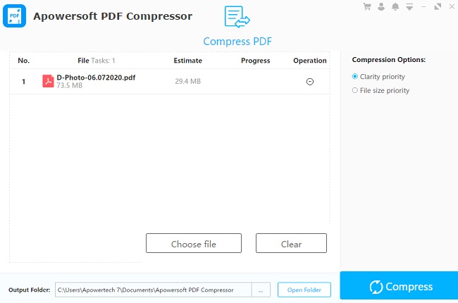 Apowersoft PDF compressor Main Interface