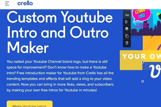 vlog intro maker crello interface