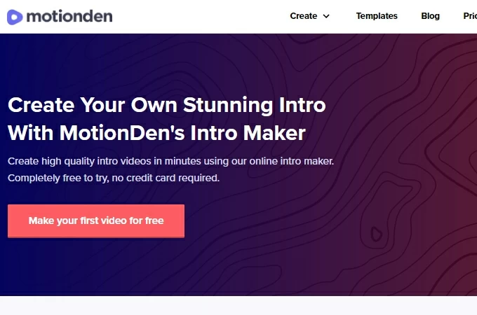 vlog intro maker motionden interface