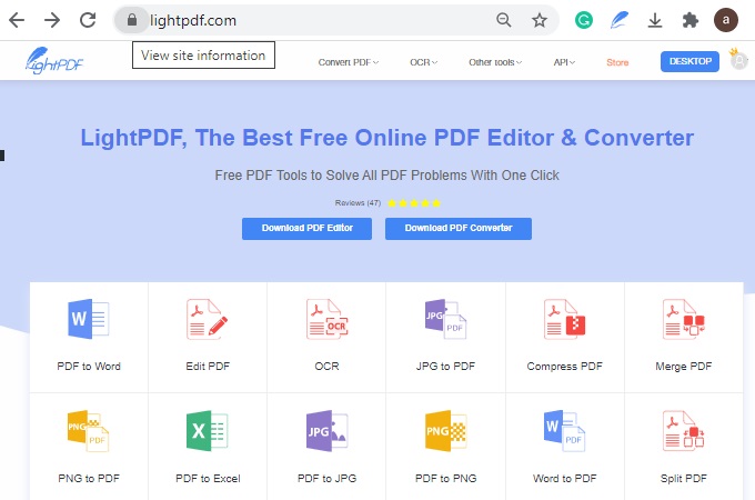 LightPDF Home Page