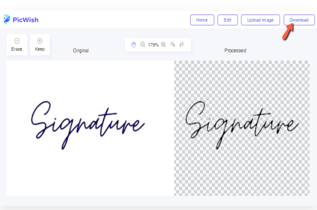 how to create transparent signature online picwish save