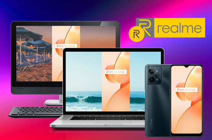 realme mobile phone and pc