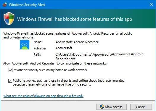 výstraha zabezpečení systému Windows