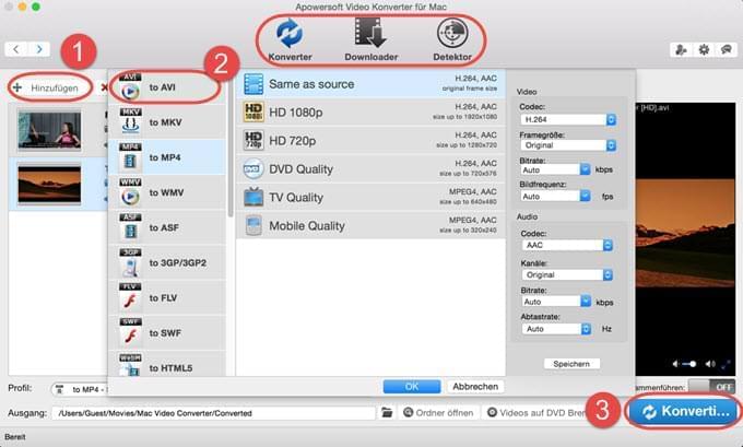 auf dem Mac AVI zu MOV konvertieren