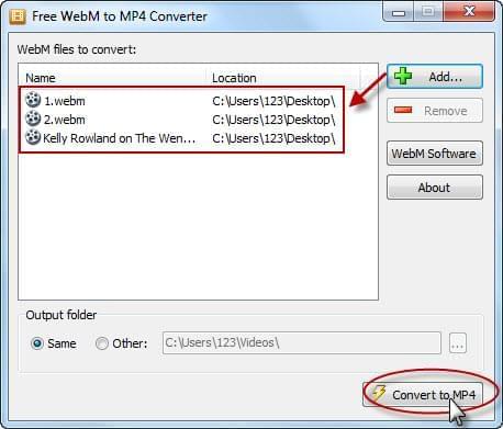 kostenlose WebM zu MP4 Konverter