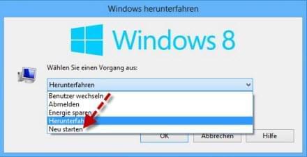 Windows 8 PC neustart