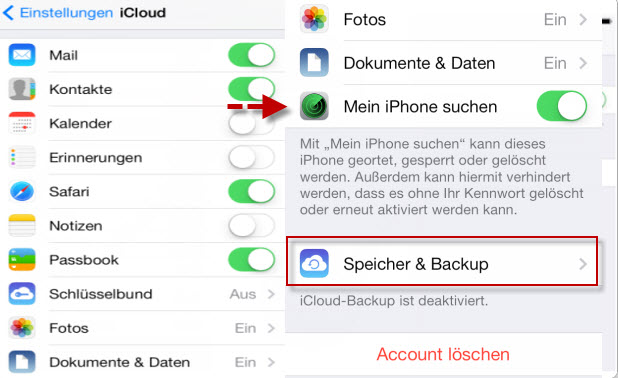 iPhone Kontakte mit iCloud sichern