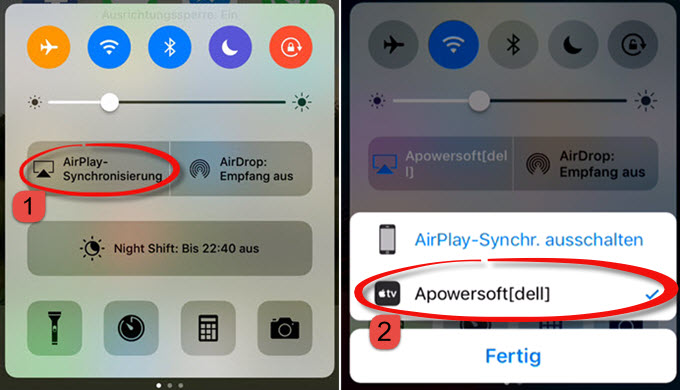 AirPlay auf iOS 10 oder neuer aktivieren