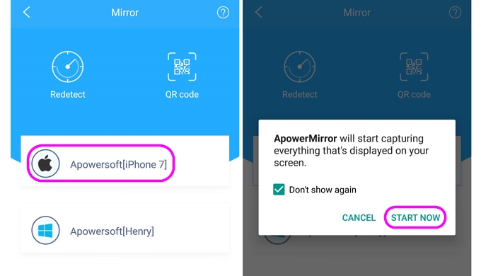 ApowerMirror Android auf iOS spiegeln