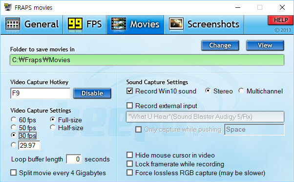 Windows 8 Bildschirm mit Fraps aufnehmen