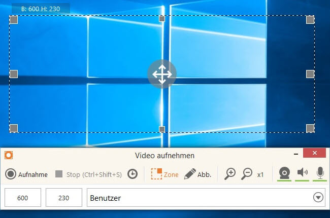 Windows 10 Bildschirm mit Ice Cream Recorder aufnehmen